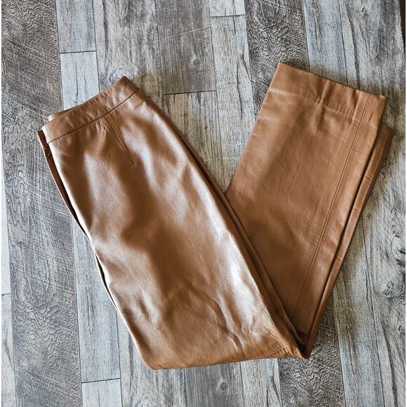 Vintage Leather Pant Carlisle Women Size 4 Tan Brown Boho Lined High Waist Small - Picture 1 of 9